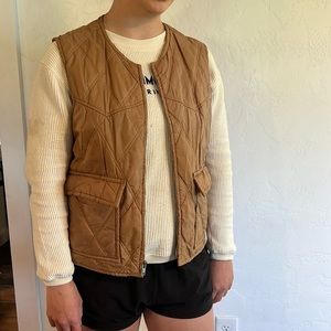 Quilted Tan Puffy Vest